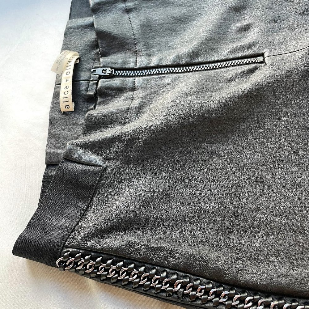 ALICE + OLIVIA Lambskin Skinny Leg Pants